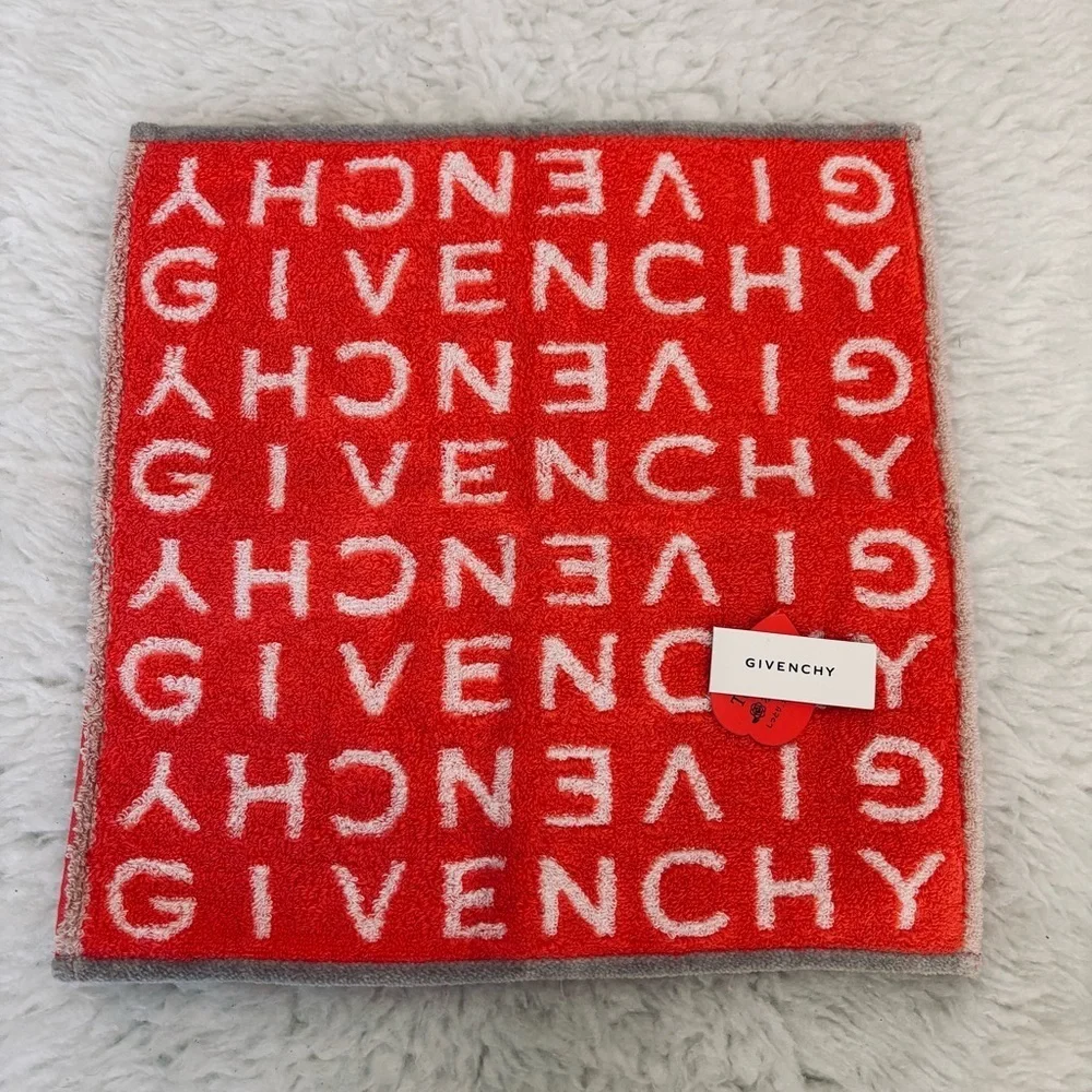 Givenchy Red  and White Hand Towel Size 10.5”